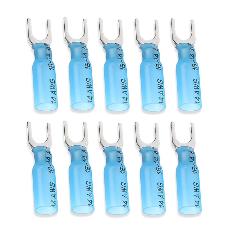 Teansic 100PCS Heat Shrink Fork Connectors 16-14 Gauge,U-Type Spade Wire Connectors Kit,Insulated Waterproof Marine Crimp Terminals for Watercraft, Electronics, Automotive - Image 1